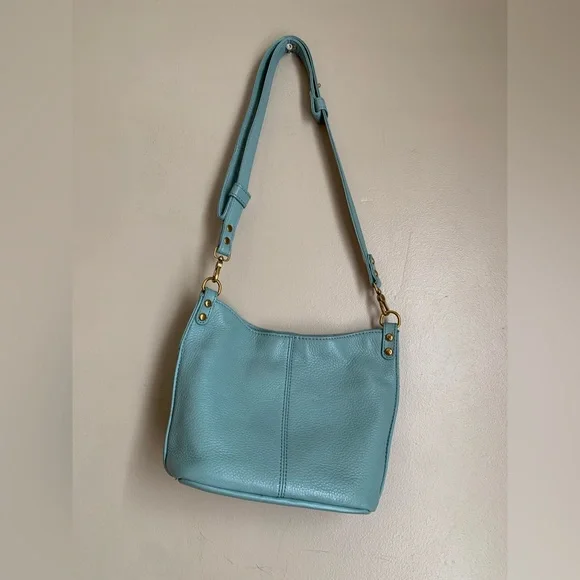 Hobo Teal Pier Leather Purse Small Crossbody Lightweight Bag Adjustable Strap - Picture 1 of 14
